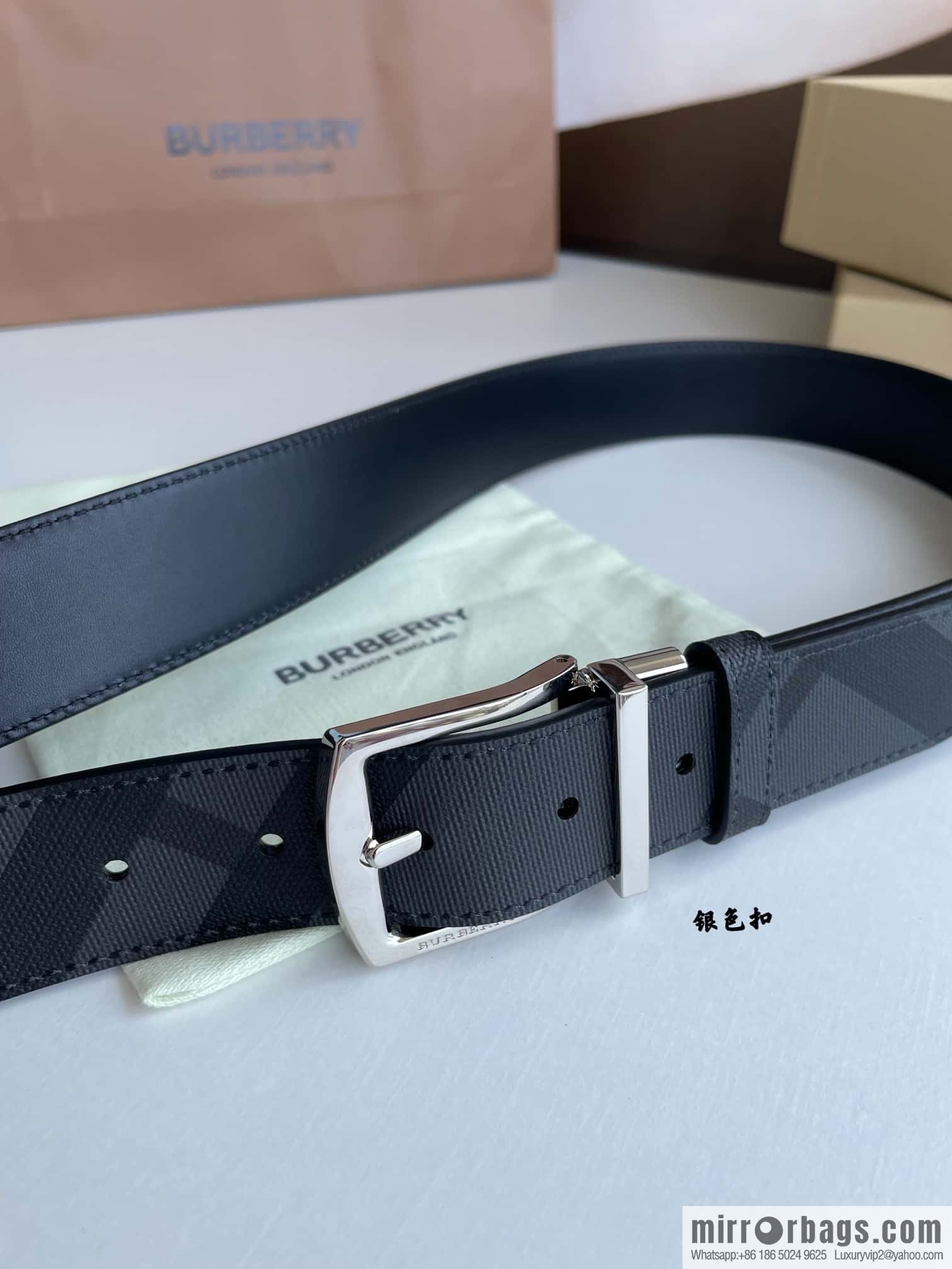 Burberry Classic Plaid British Fashion Element Belt 3.5cm