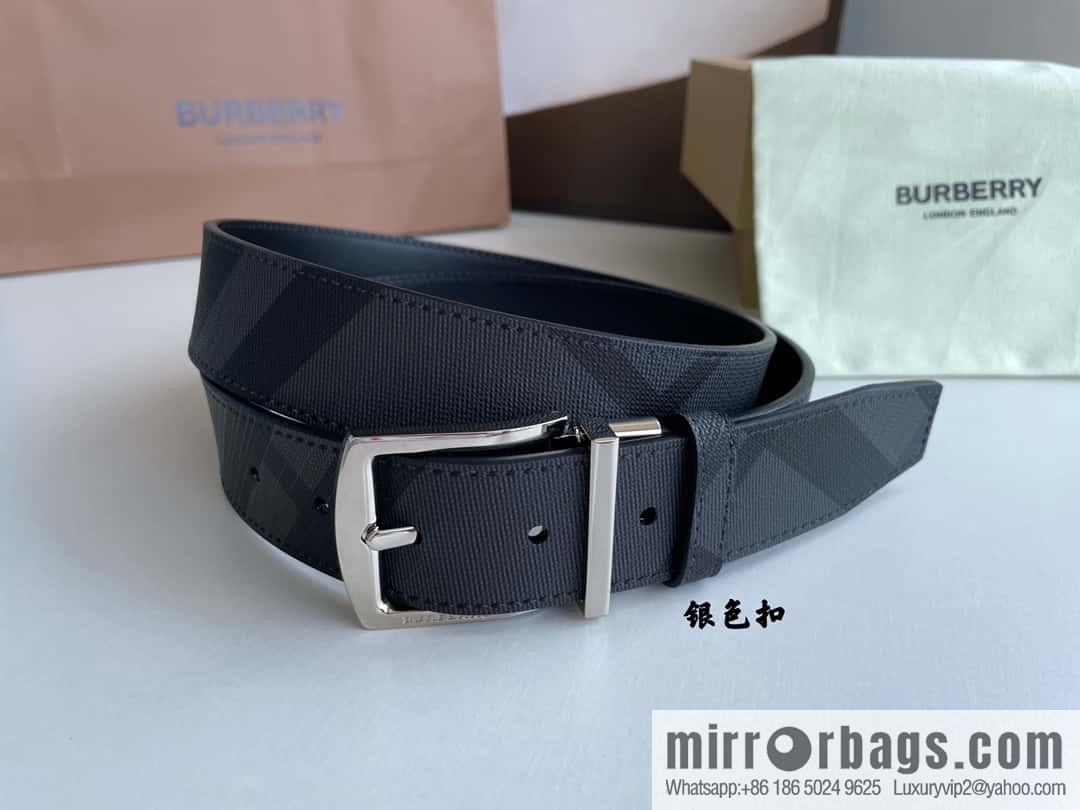 Burberry Classic Plaid British Fashion Element Belt 3.5cm