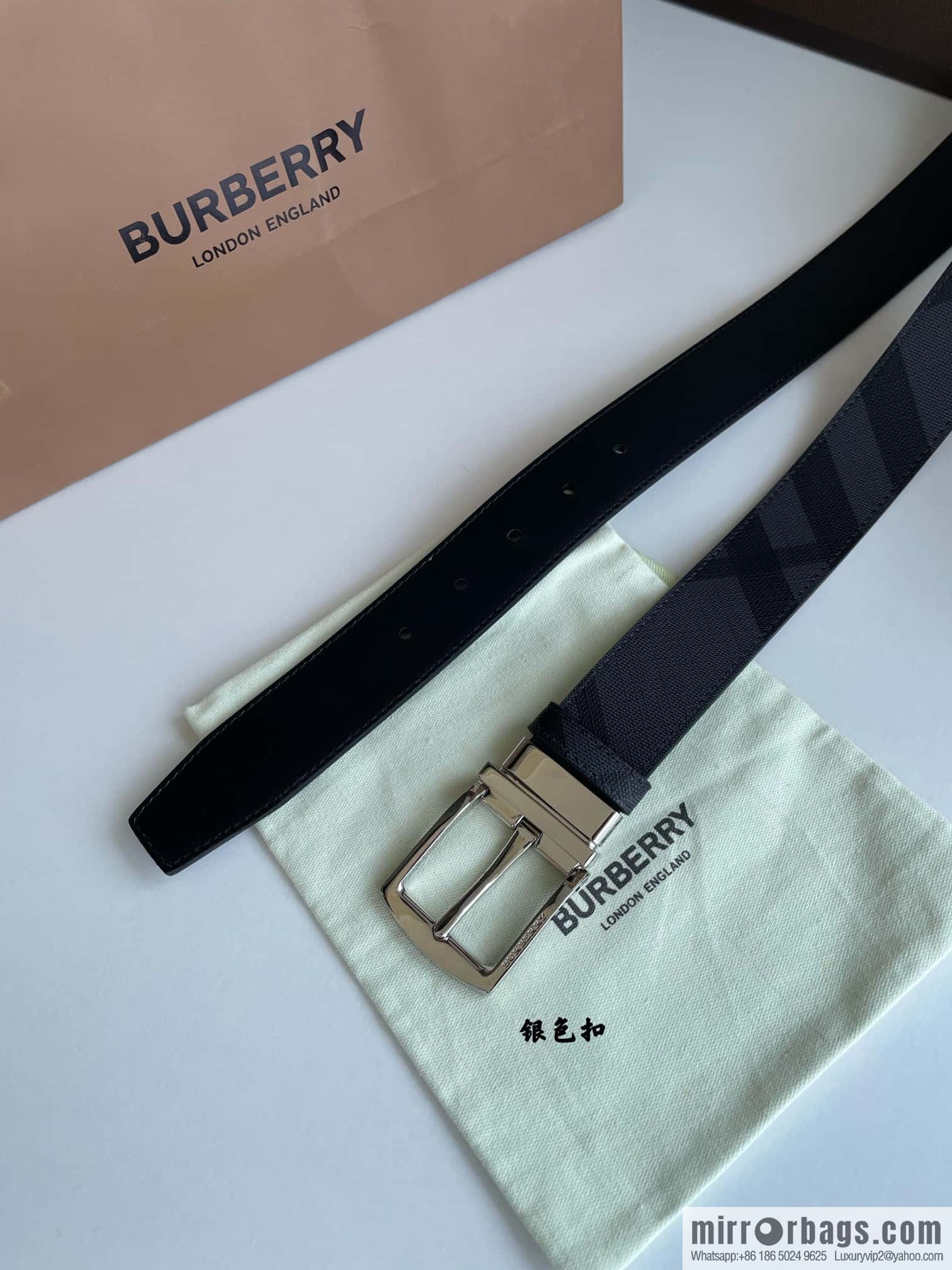 Burberry Classic Plaid British Fashion Element Belt 3.5cm