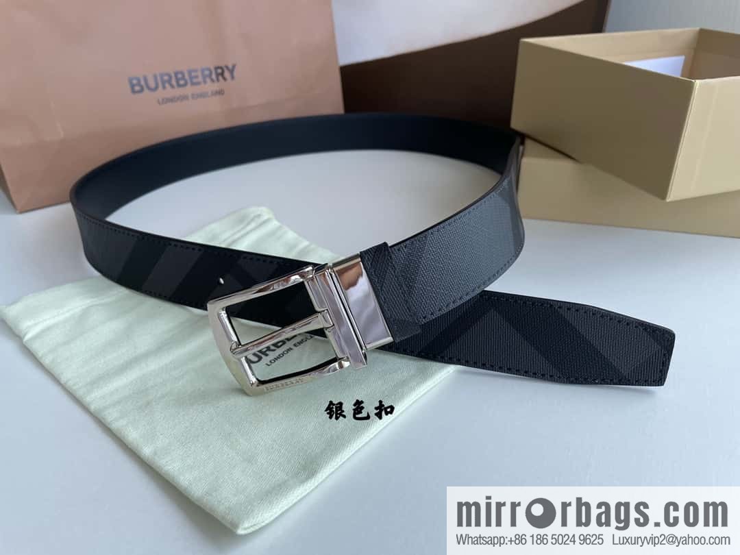 Burberry Classic Plaid British Fashion Element Belt 3.5cm