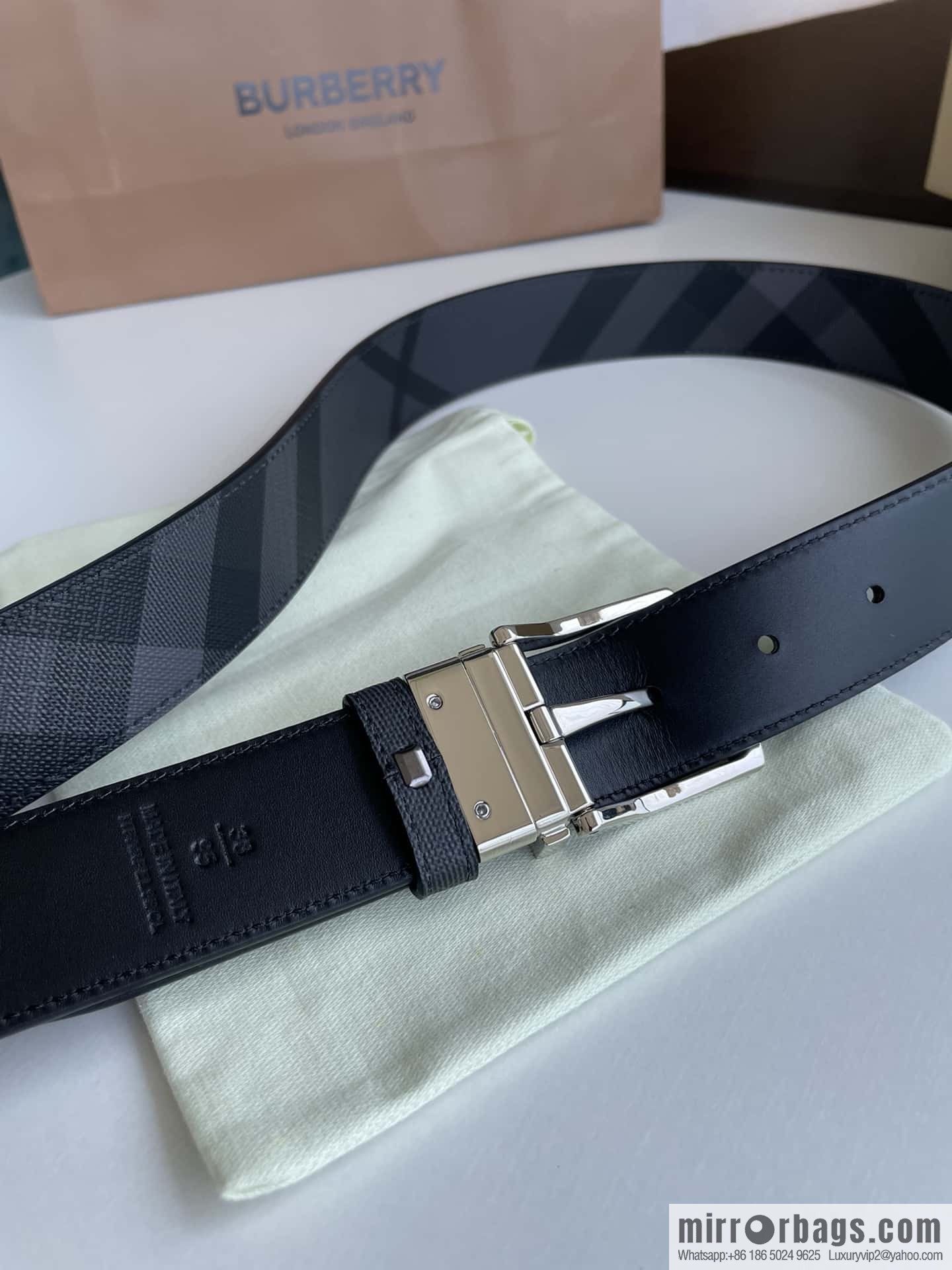 Burberry Classic Plaid British Fashion Element Belt 3.5cm