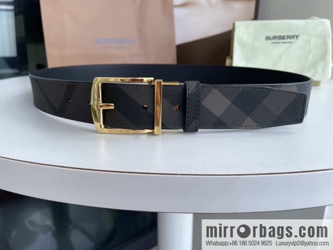 Burberry Classic Plaid British Fashion Element Belt 3.5cm