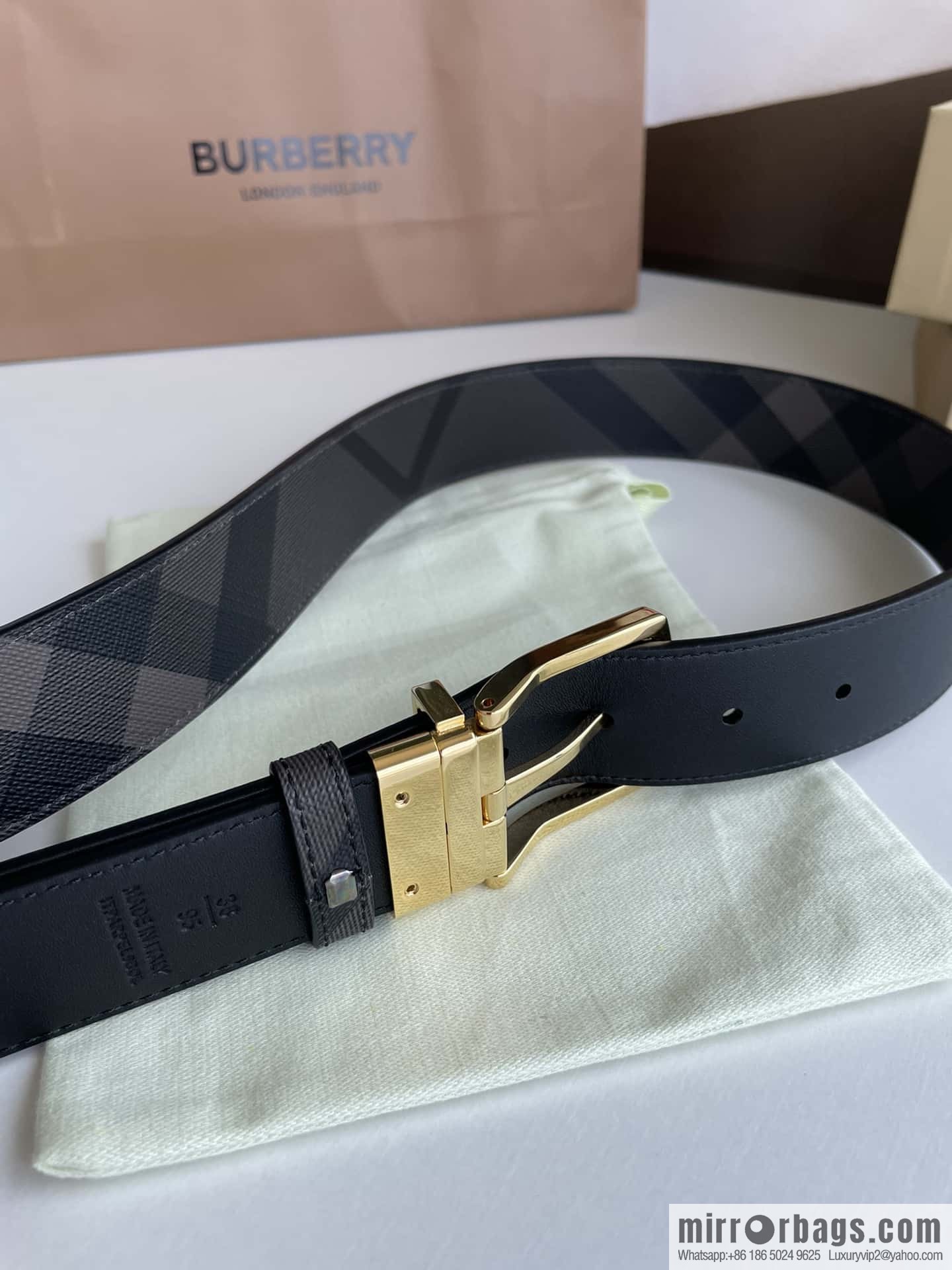 Burberry Classic Plaid British Fashion Element Belt 3.5cm