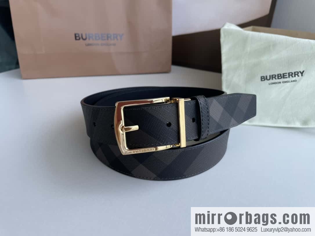 Burberry Classic Plaid British Fashion Element Belt 3.5cm
