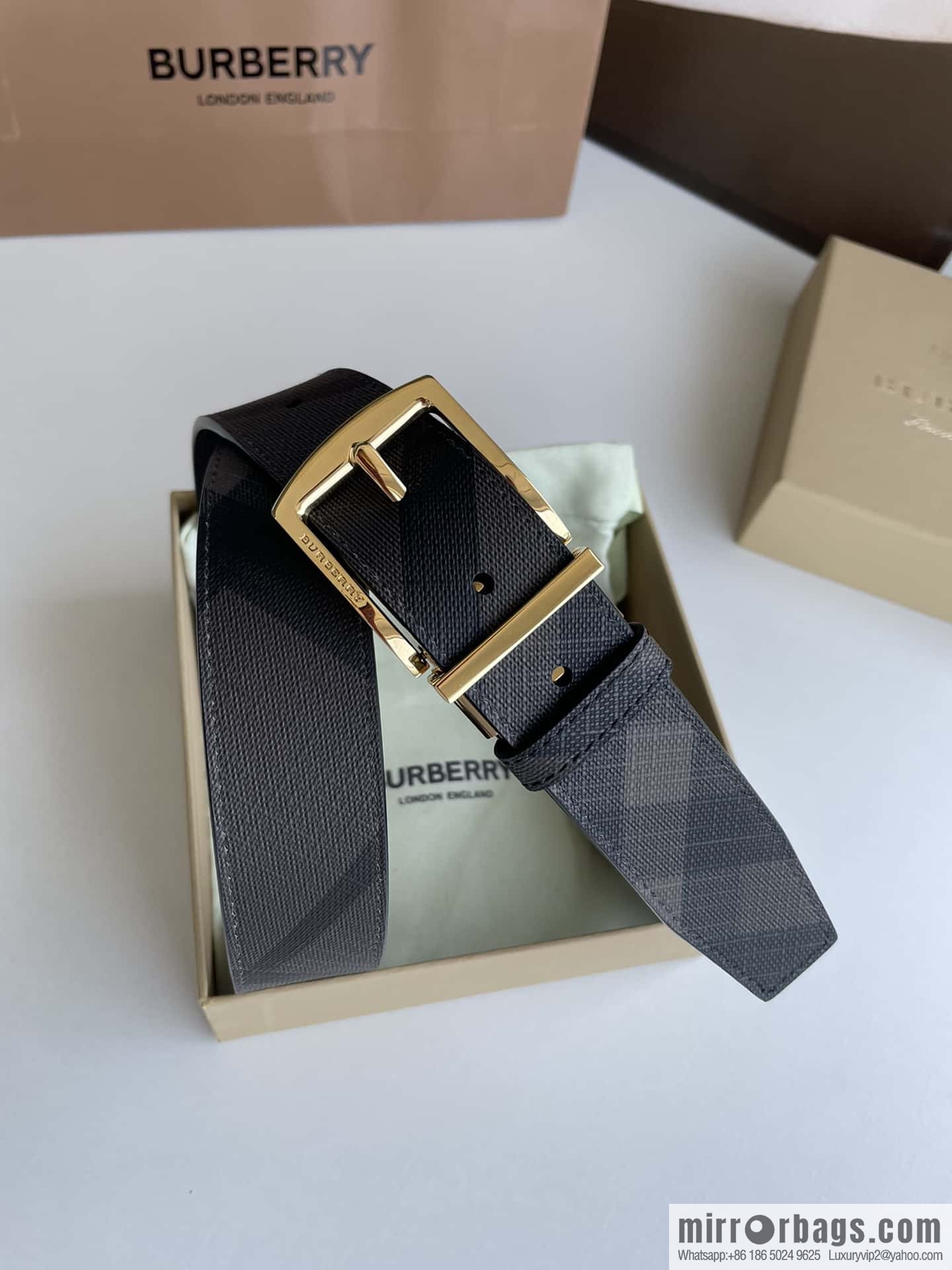 Burberry Classic Plaid British Fashion Element Belt 3.5cm