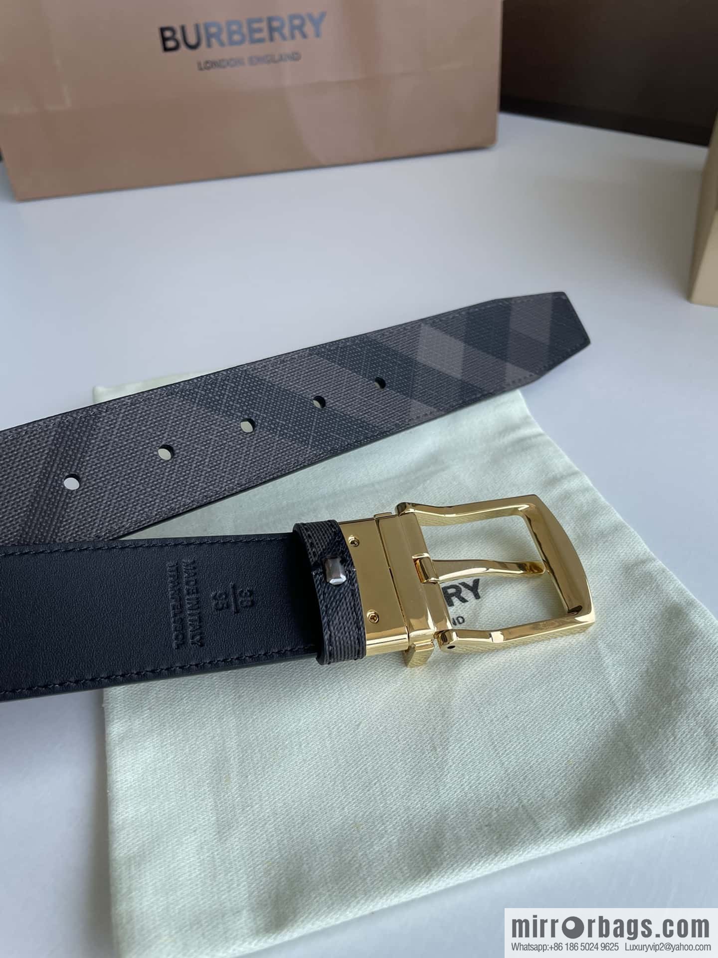 Burberry Classic Plaid British Fashion Element Belt 3.5cm