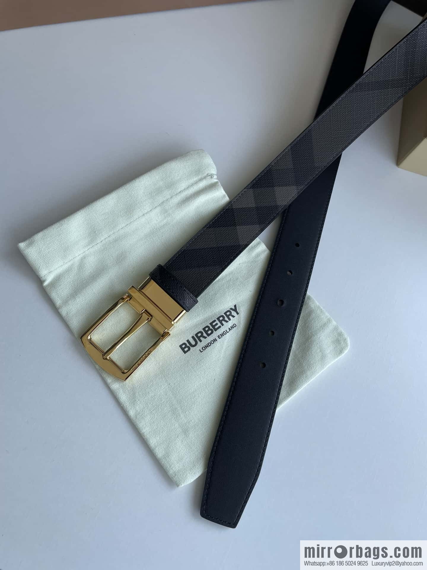 Burberry Classic Plaid British Fashion Element Belt 3.5cm