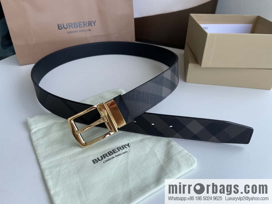 Burberry Classic Plaid British Fashion Element Belt 3.5cm