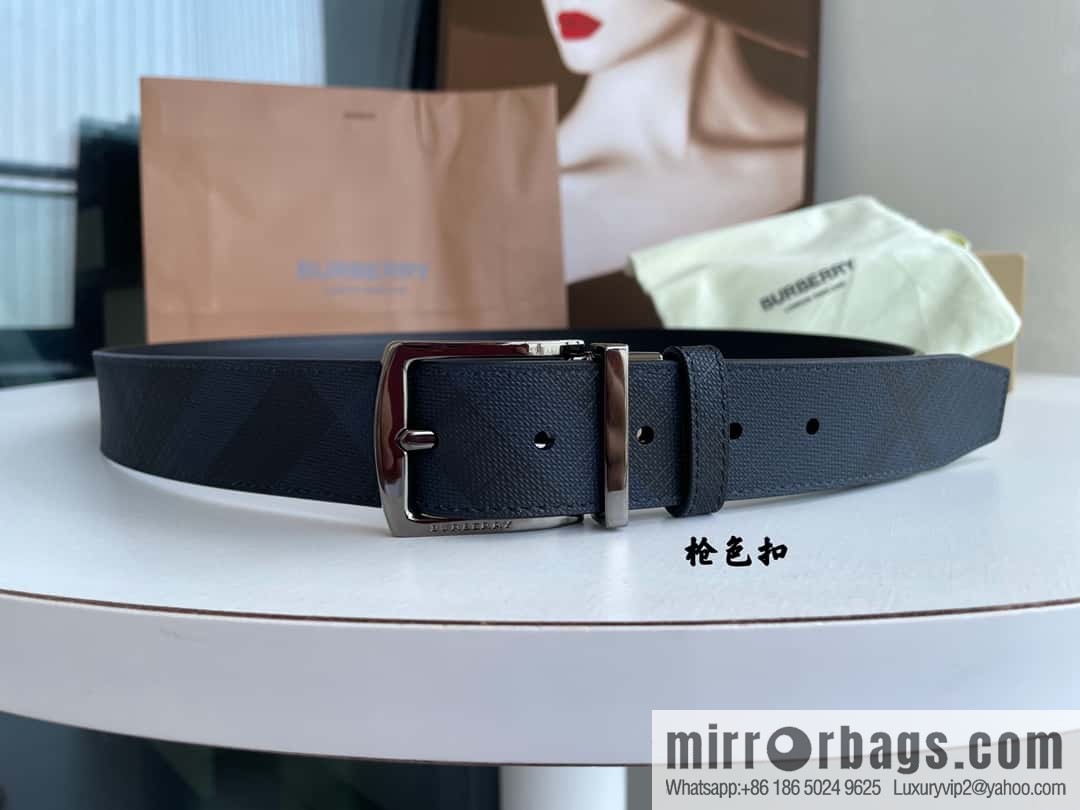 Burberry Classic Plaid British Fashion Element Belt 3.5cm