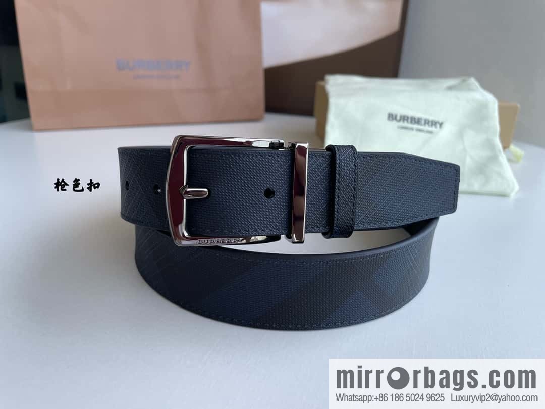Burberry Classic Plaid British Fashion Element Belt 3.5cm