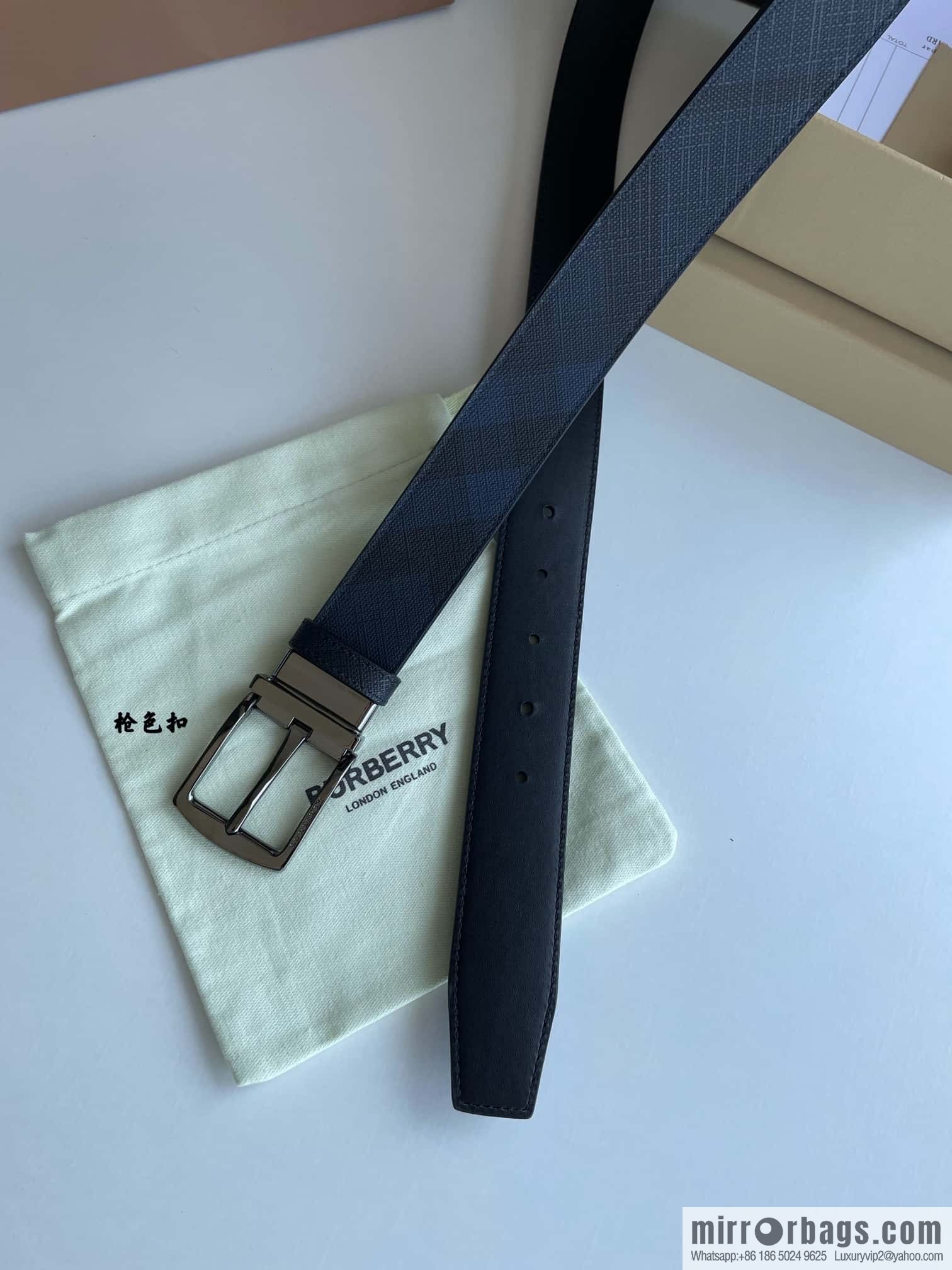 Burberry Classic Plaid British Fashion Element Belt 3.5cm