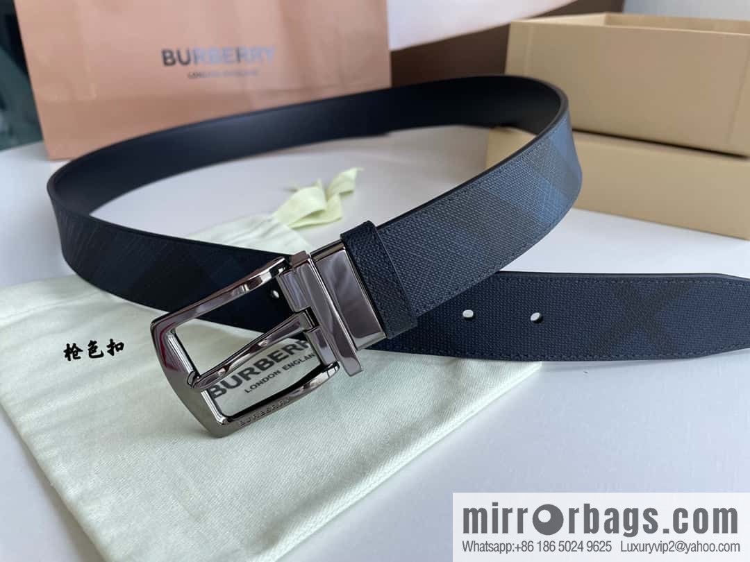 Burberry Classic Plaid British Fashion Element Belt 3.5cm