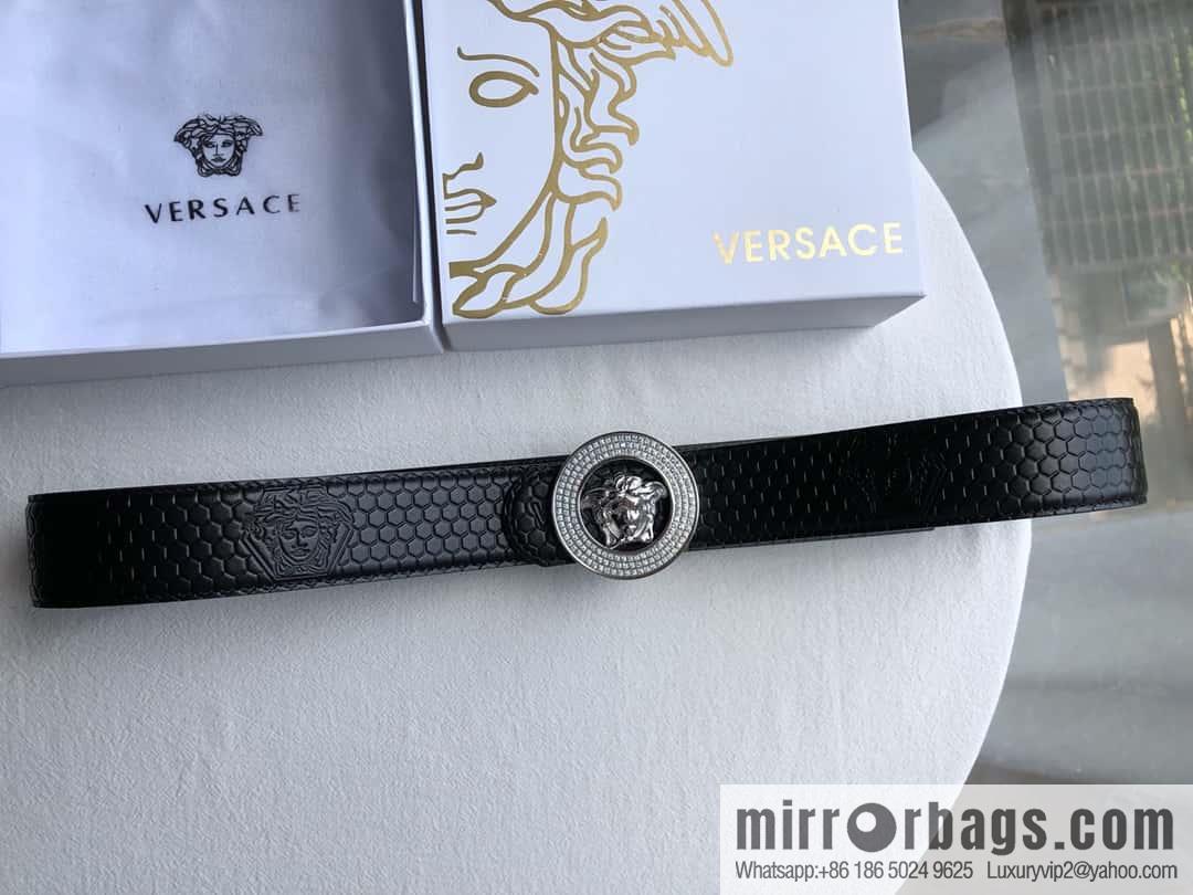 VERSACE Medusa with diamond buckle 3.8cm cowhide belt