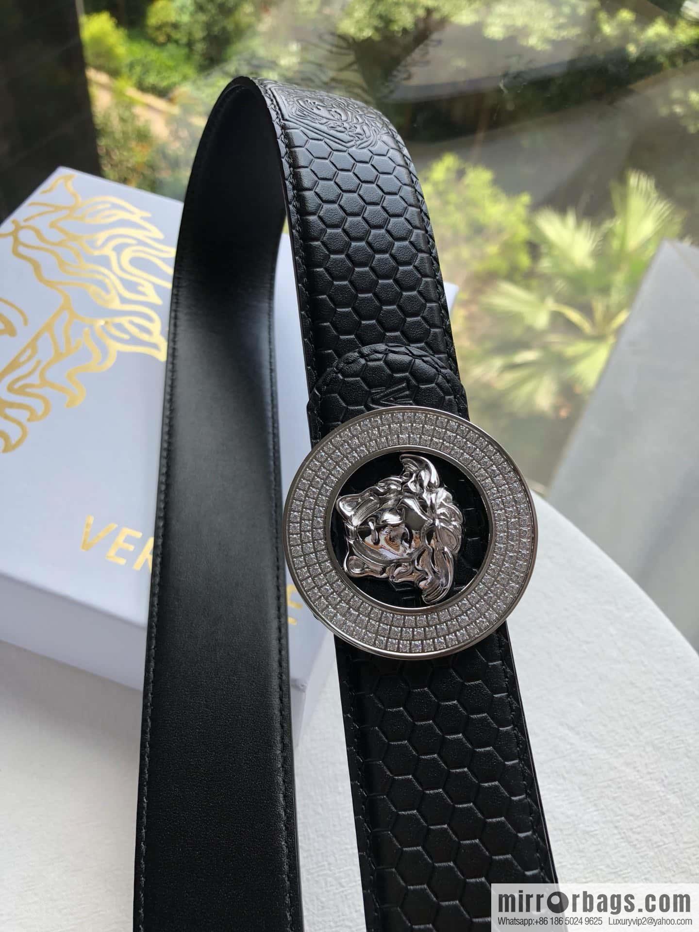 VERSACE Medusa with diamond buckle 3.8cm cowhide belt