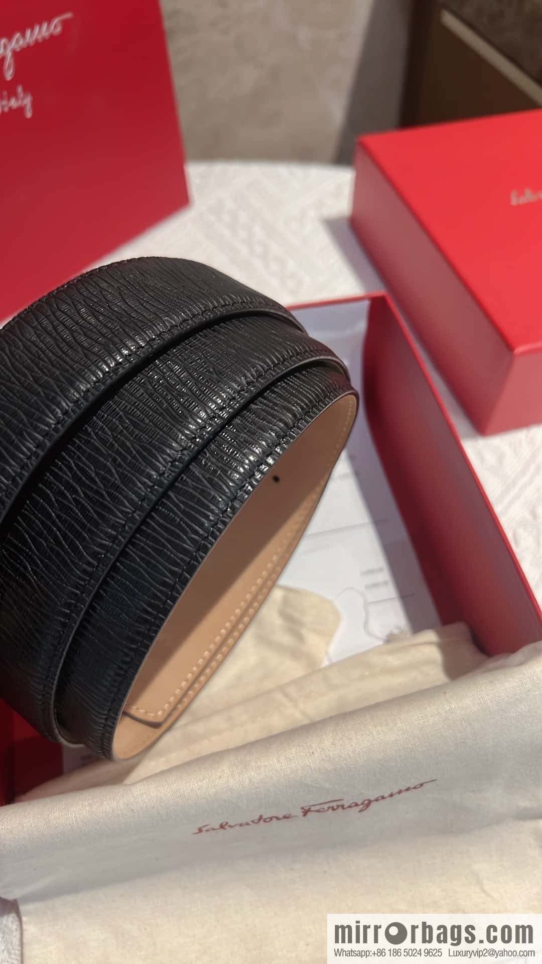 Salvatore Ferragamo, metal buckle matte men's belt 3,5cm