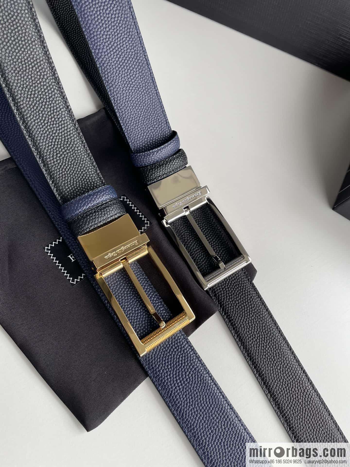 ZEGNA Zegna, metal rotating pin buckle, pearl-textured cowhide belt 3.5cm