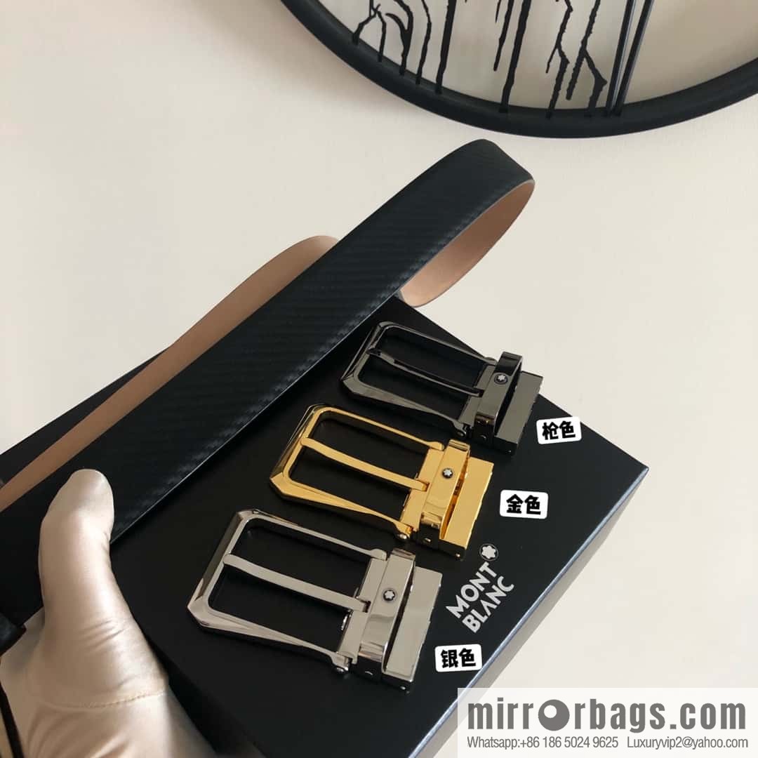MONTBLANC Montblanc 3.5cm delicate needle metal buckle, first layer cowhide belt