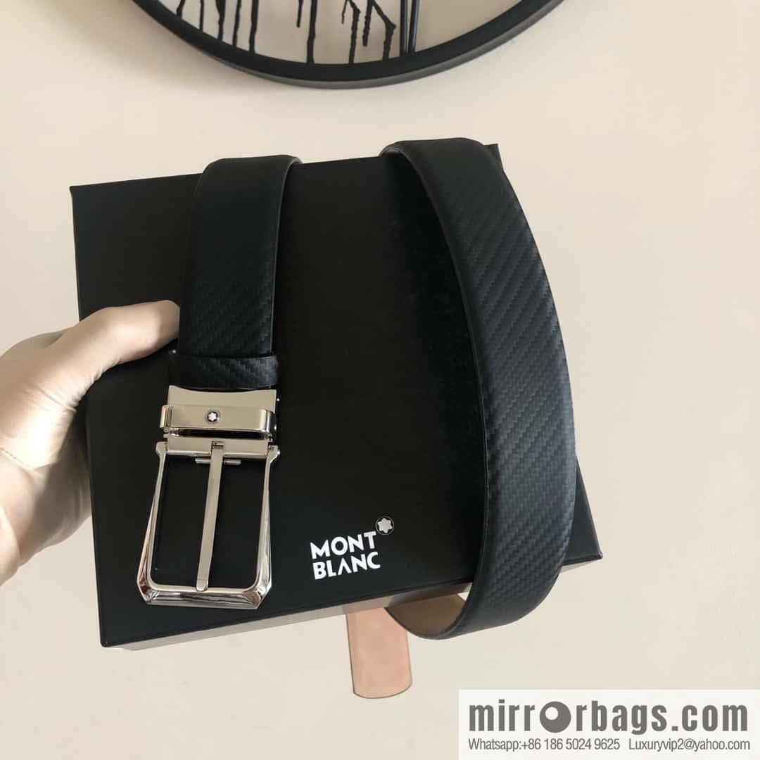 MONTBLANC Montblanc 3.5cm delicate needle metal buckle, first layer cowhide belt