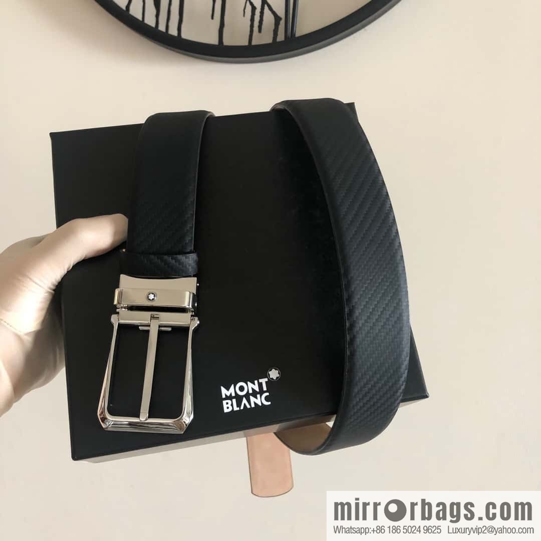 MONTBLANC Montblanc 3.5cm delicate needle metal buckle, first layer cowhide belt