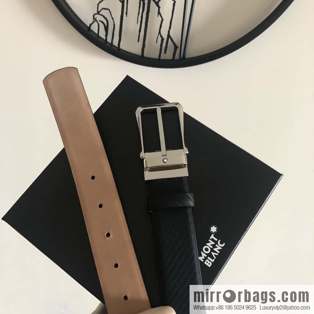 MONTBLANC Montblanc 3.5cm delicate needle metal buckle, first layer cowhide belt