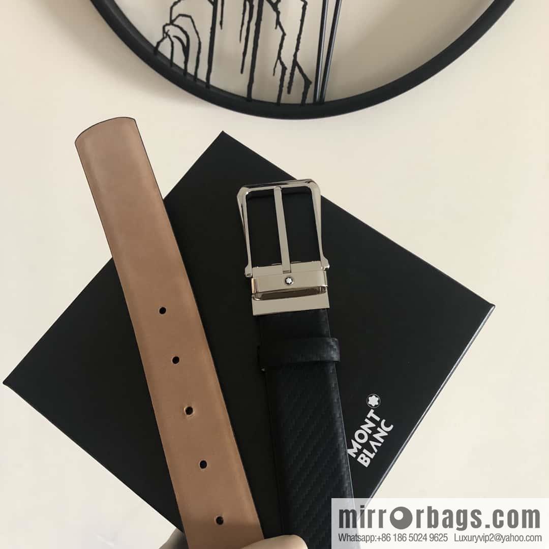 MONTBLANC Montblanc 3.5cm delicate needle metal buckle, first layer cowhide belt