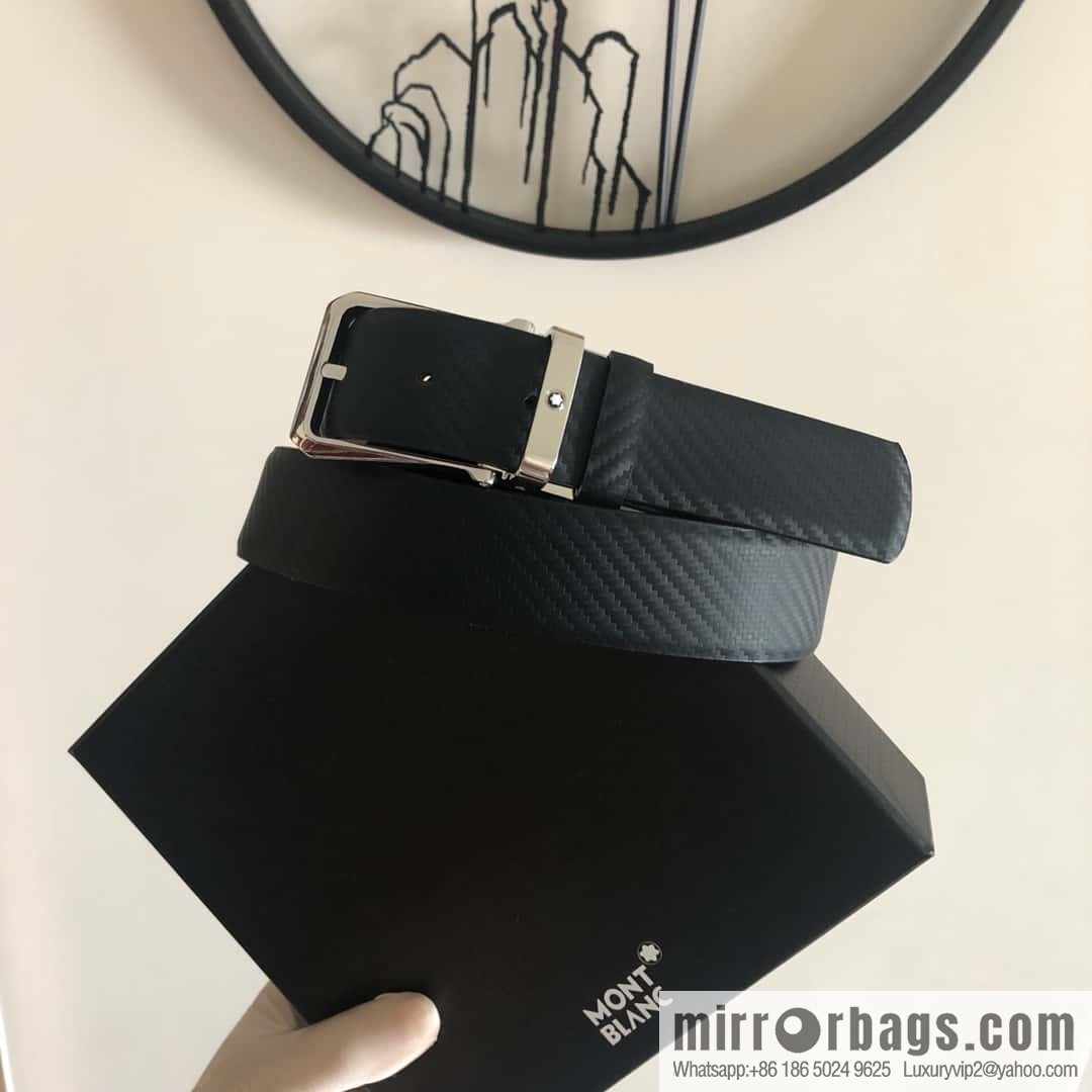 MONTBLANC Montblanc 3.5cm delicate needle metal buckle, first layer cowhide belt