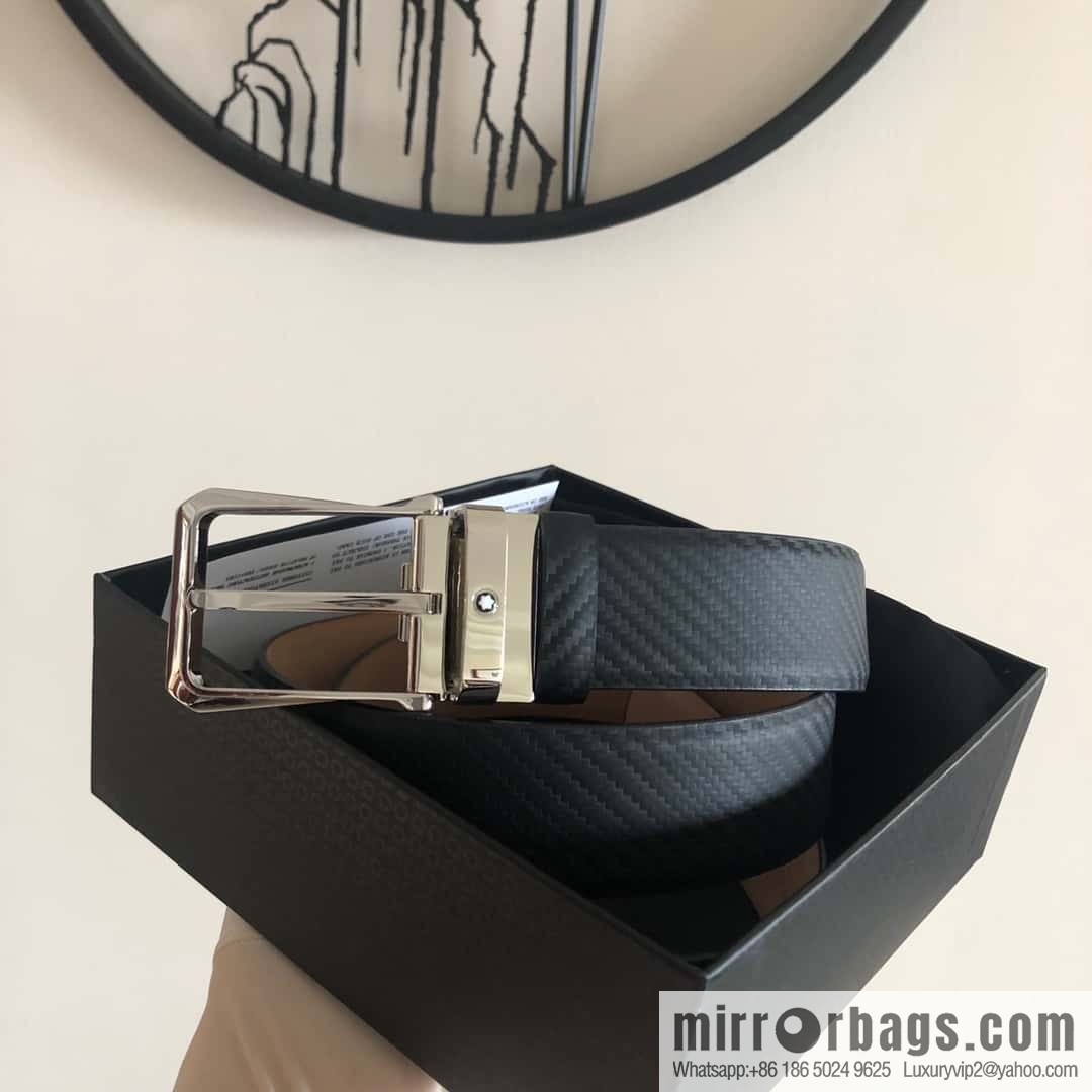 MONTBLANC Montblanc 3.5cm delicate needle metal buckle, first layer cowhide belt