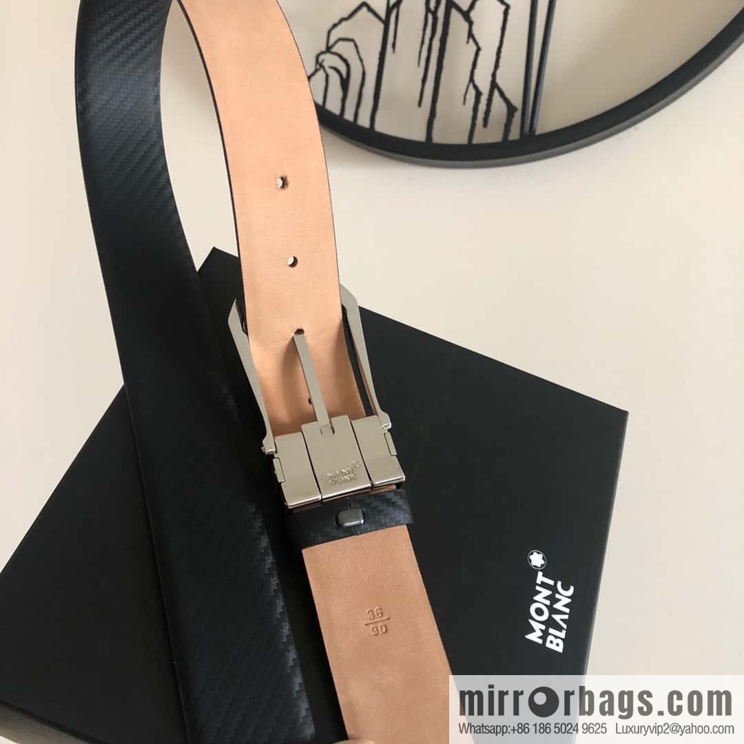 MONTBLANC Montblanc 3.5cm delicate needle metal buckle, first layer cowhide belt