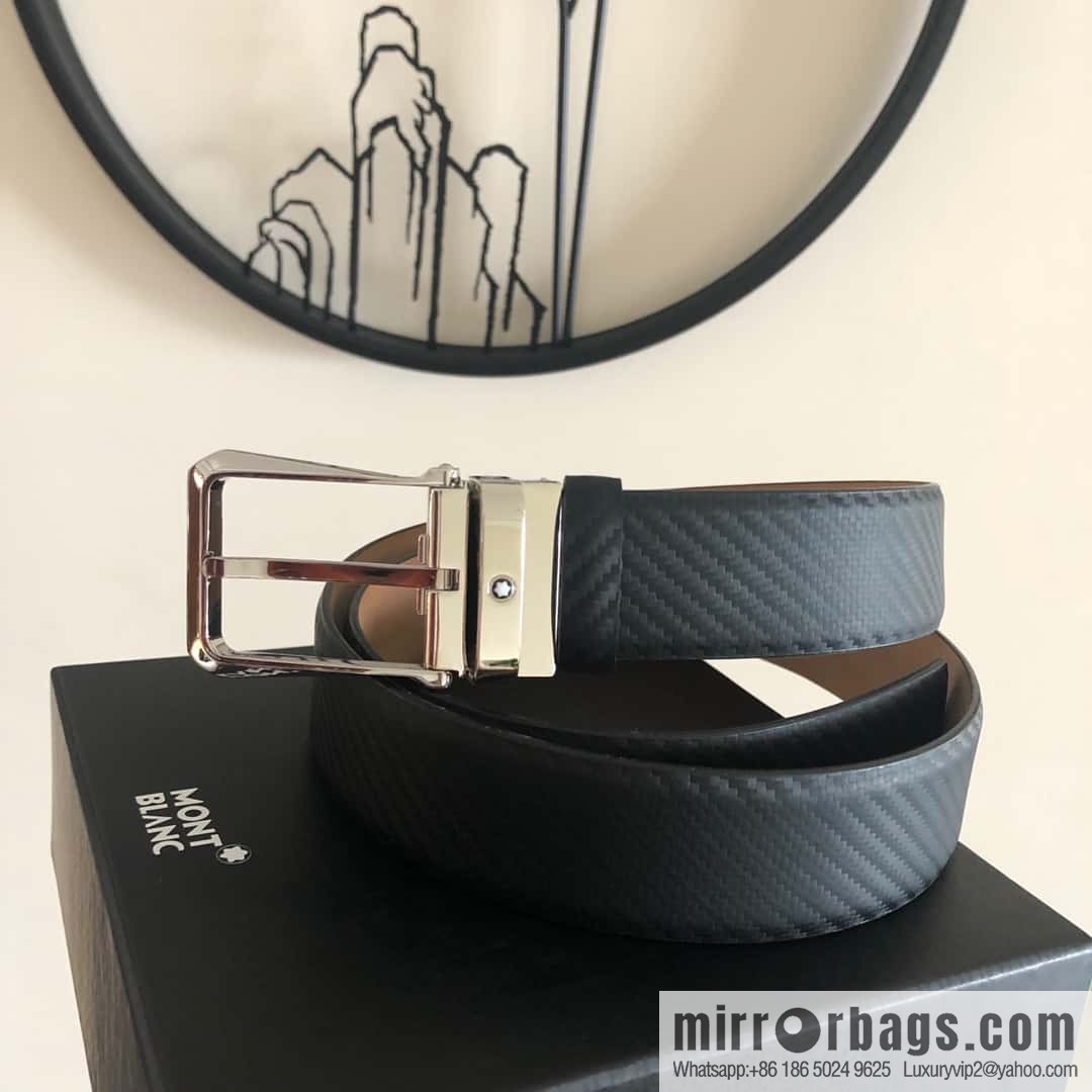 MONTBLANC Montblanc 3.5cm delicate needle metal buckle, first layer cowhide belt
