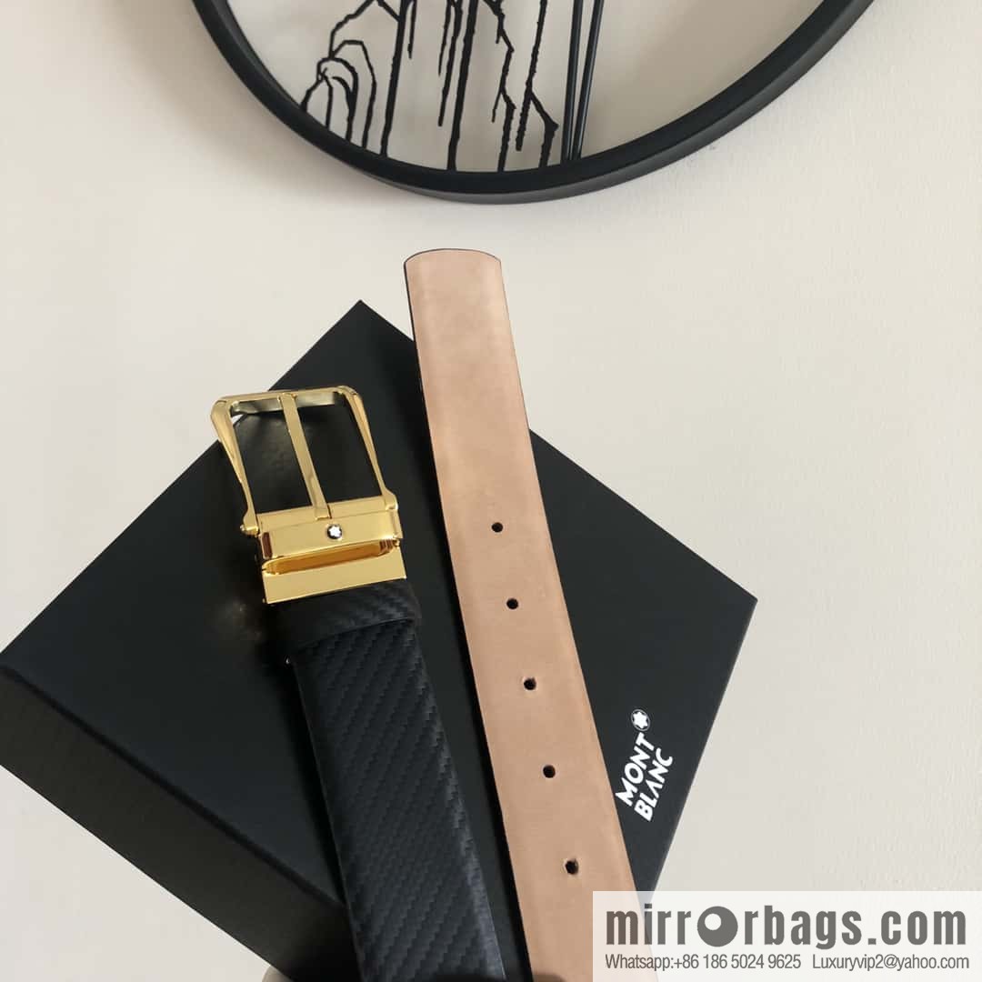 MONTBLANC Montblanc 3.5cm delicate needle metal buckle, first layer cowhide belt
