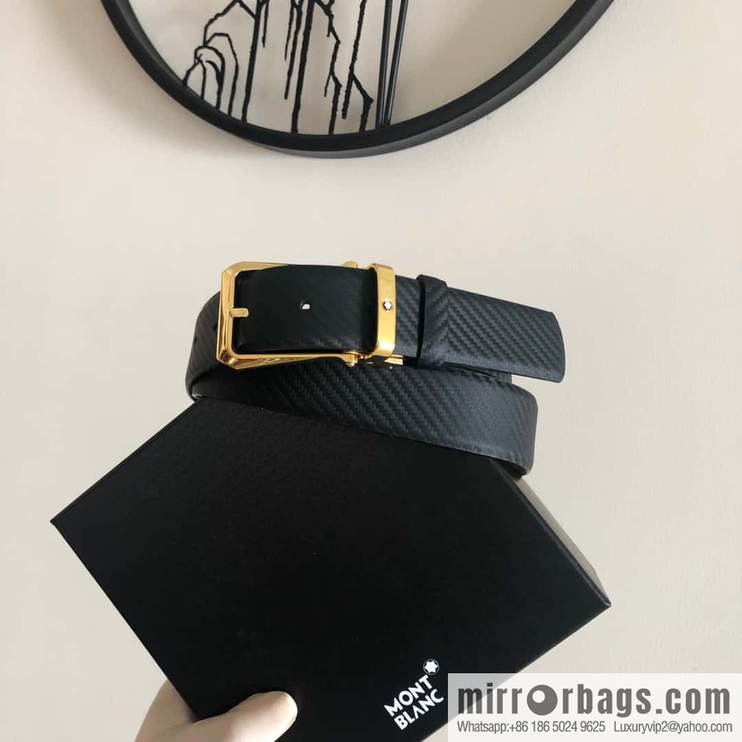 MONTBLANC Montblanc 3.5cm delicate needle metal buckle, first layer cowhide belt