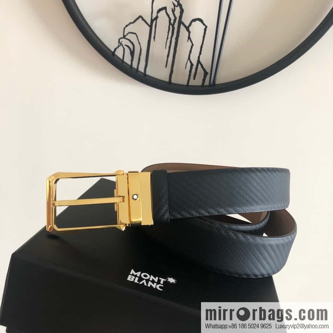 MONTBLANC Montblanc 3.5cm delicate needle metal buckle, first layer cowhide belt