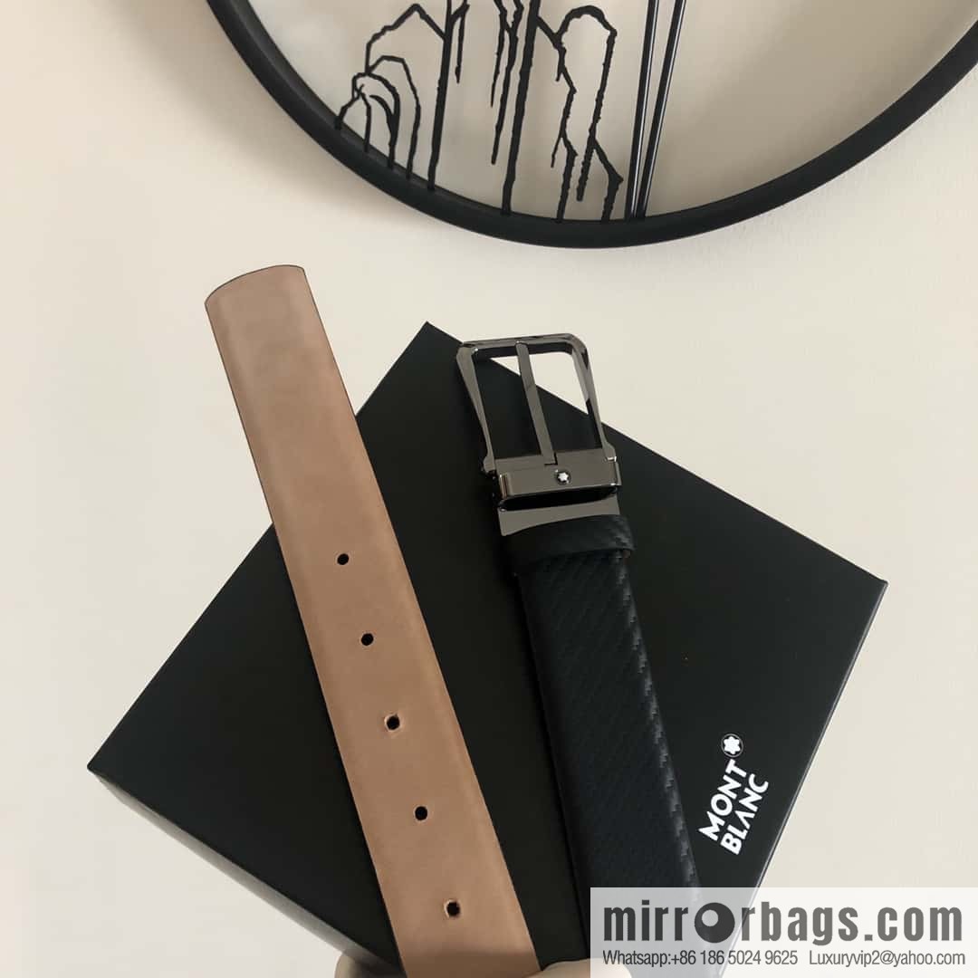MONTBLANC Montblanc 3.5cm delicate needle metal buckle, first layer cowhide belt
