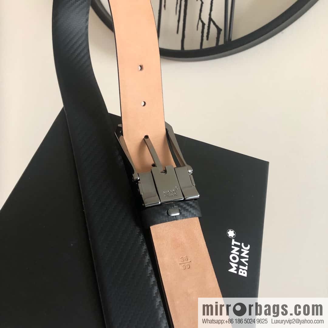 MONTBLANC Montblanc 3.5cm delicate needle metal buckle, first layer cowhide belt