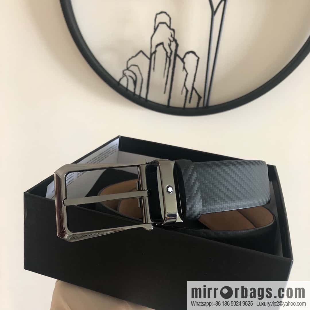 MONTBLANC Montblanc 3.5cm delicate needle metal buckle, first layer cowhide belt