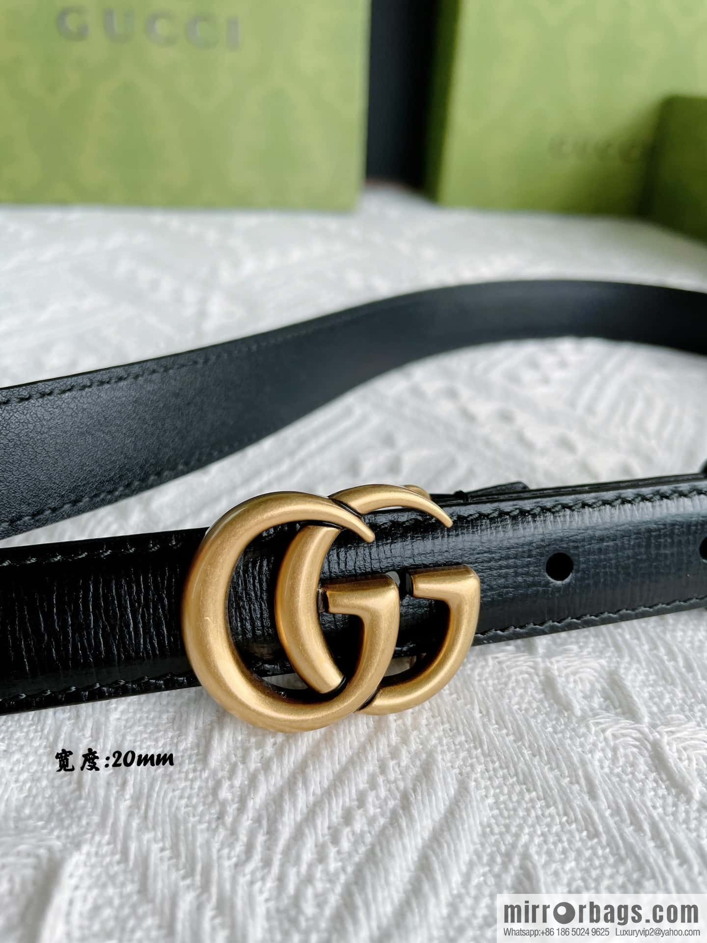 GUCCI imported cowhide texture, classic logo metal buckle belt