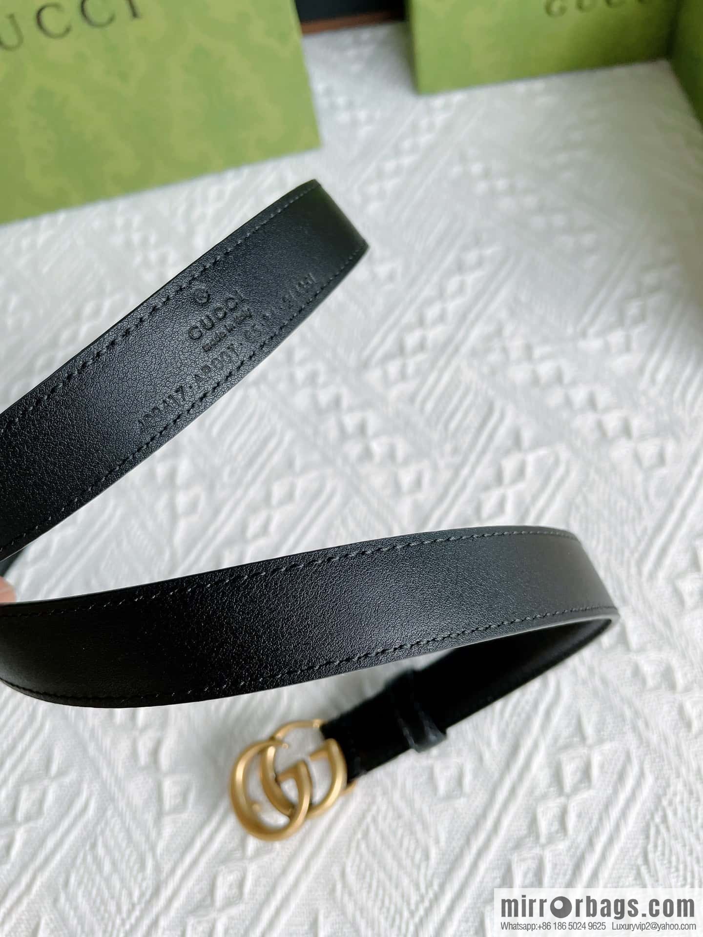 GUCCI imported cowhide texture, classic logo metal buckle belt