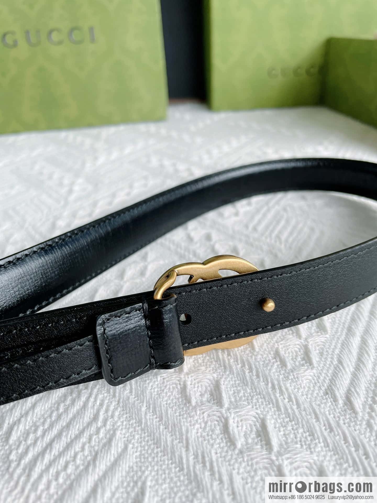 GUCCI imported cowhide texture, classic logo metal buckle belt