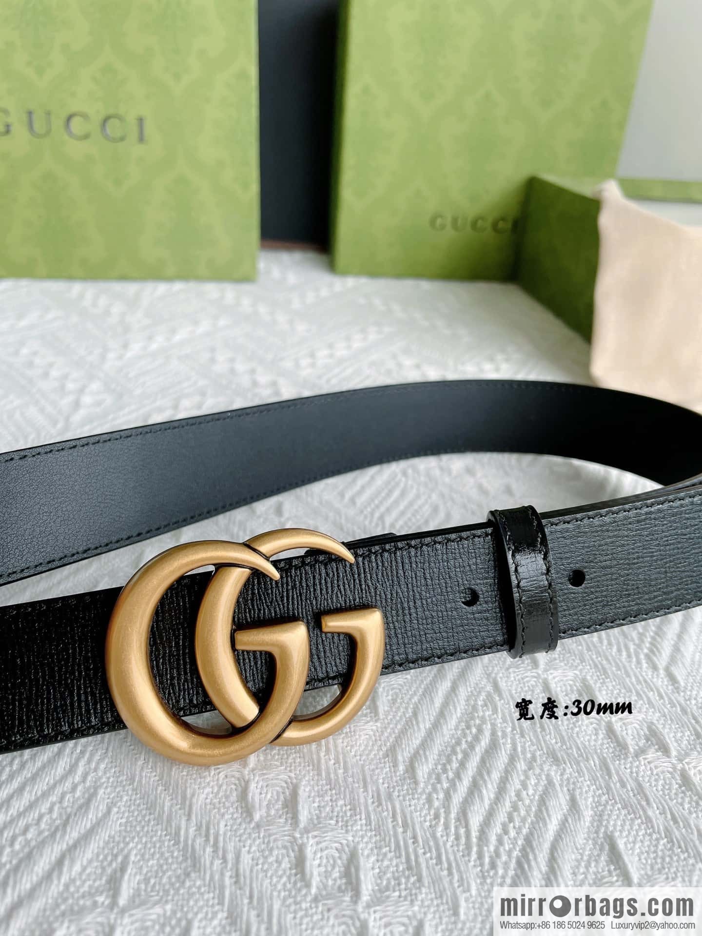 GUCCI imported cowhide texture, classic logo metal buckle belt
