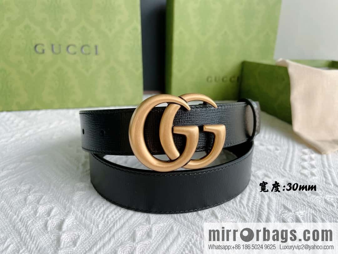 GUCCI imported cowhide texture, classic logo metal buckle belt