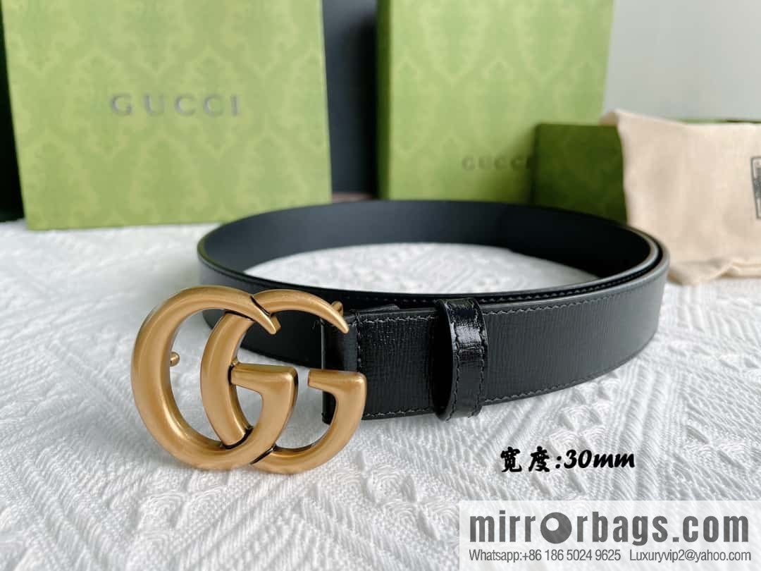 GUCCI imported cowhide texture, classic logo metal buckle belt