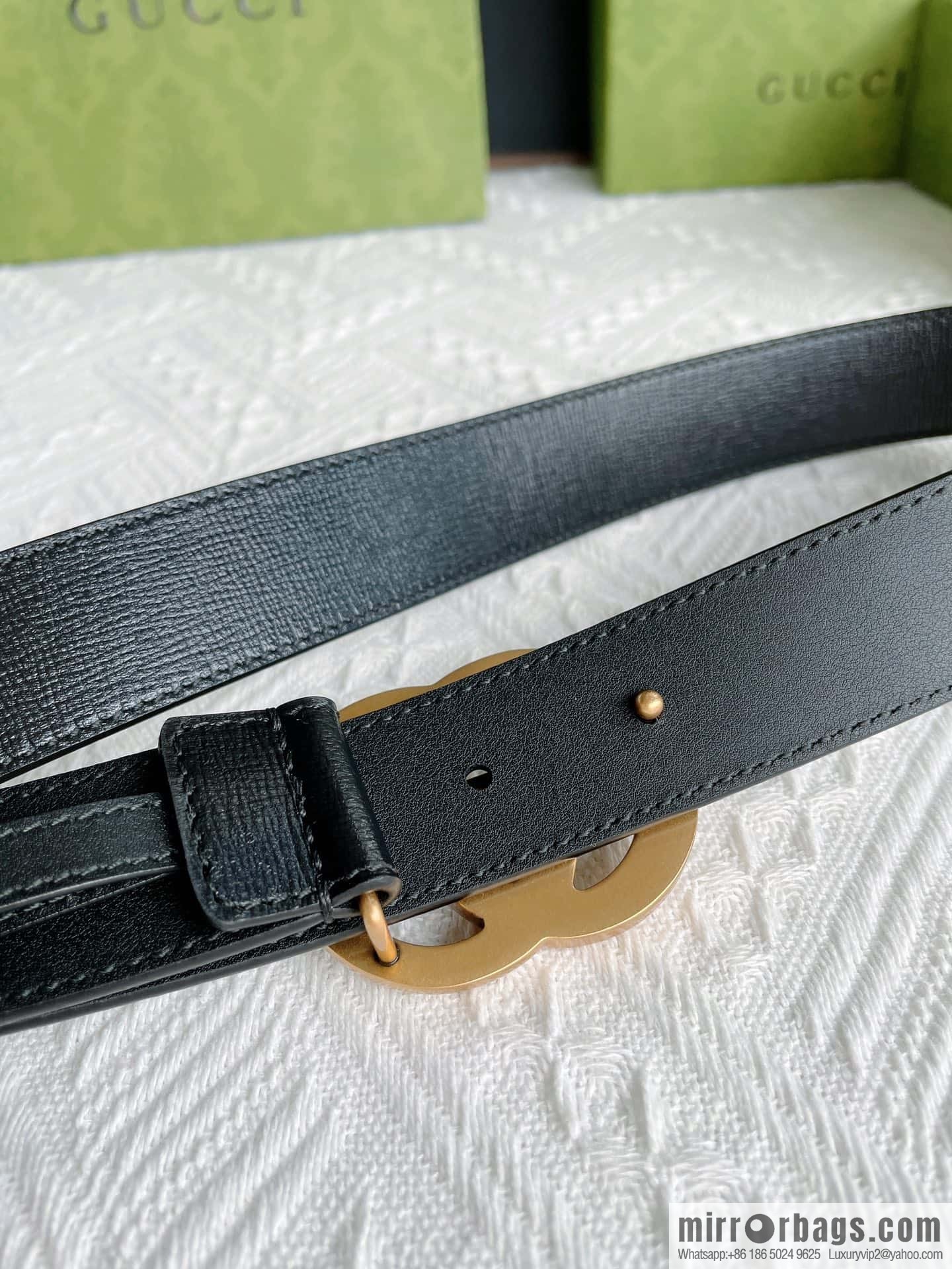 GUCCI imported cowhide texture, classic logo metal buckle belt
