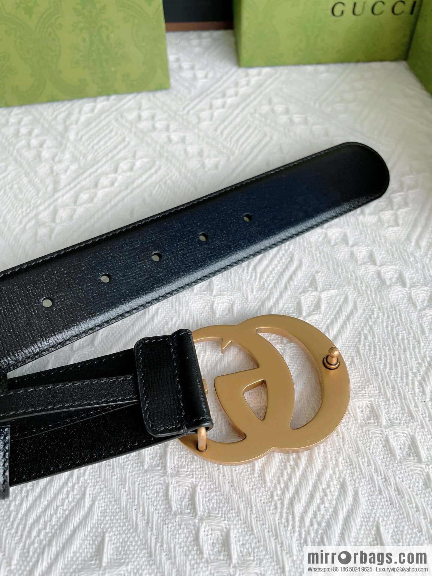 GUCCI imported cowhide texture, classic logo metal buckle belt