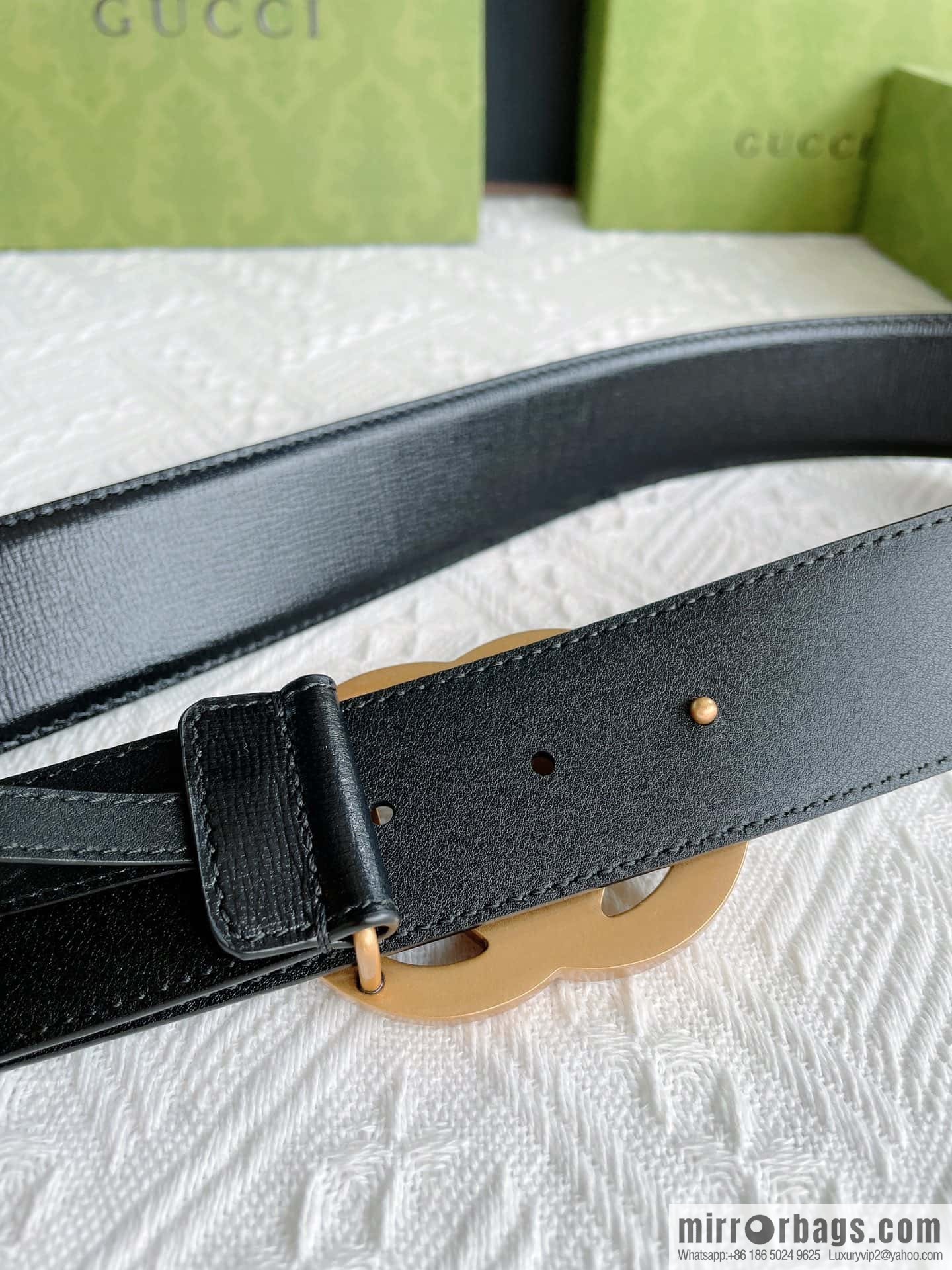 GUCCI imported cowhide texture, classic logo metal buckle belt