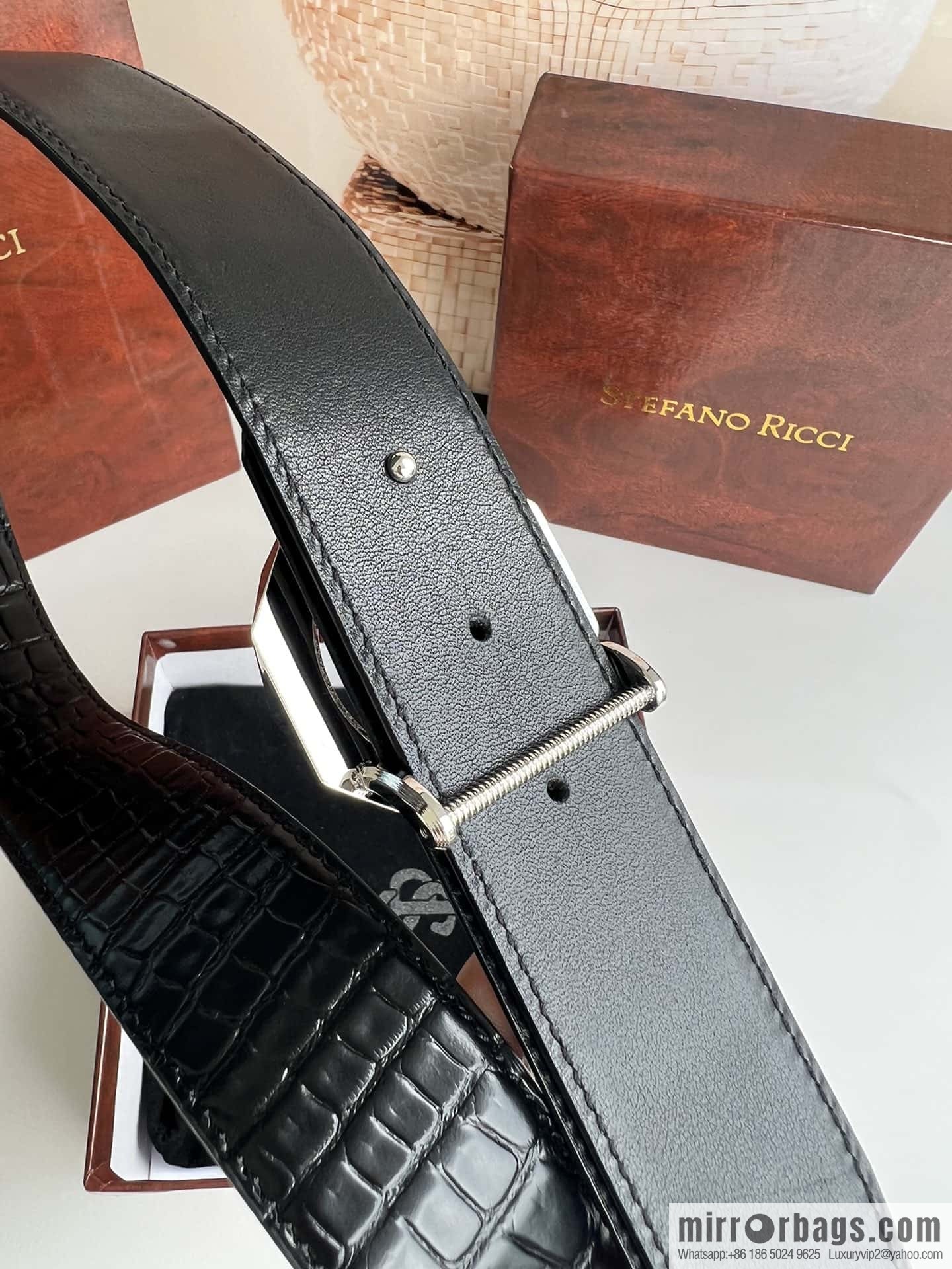 Stefano Ricci Stephen, Eagle Head with Diamond Buckle, Crocodile Leather Belt 3.8cm