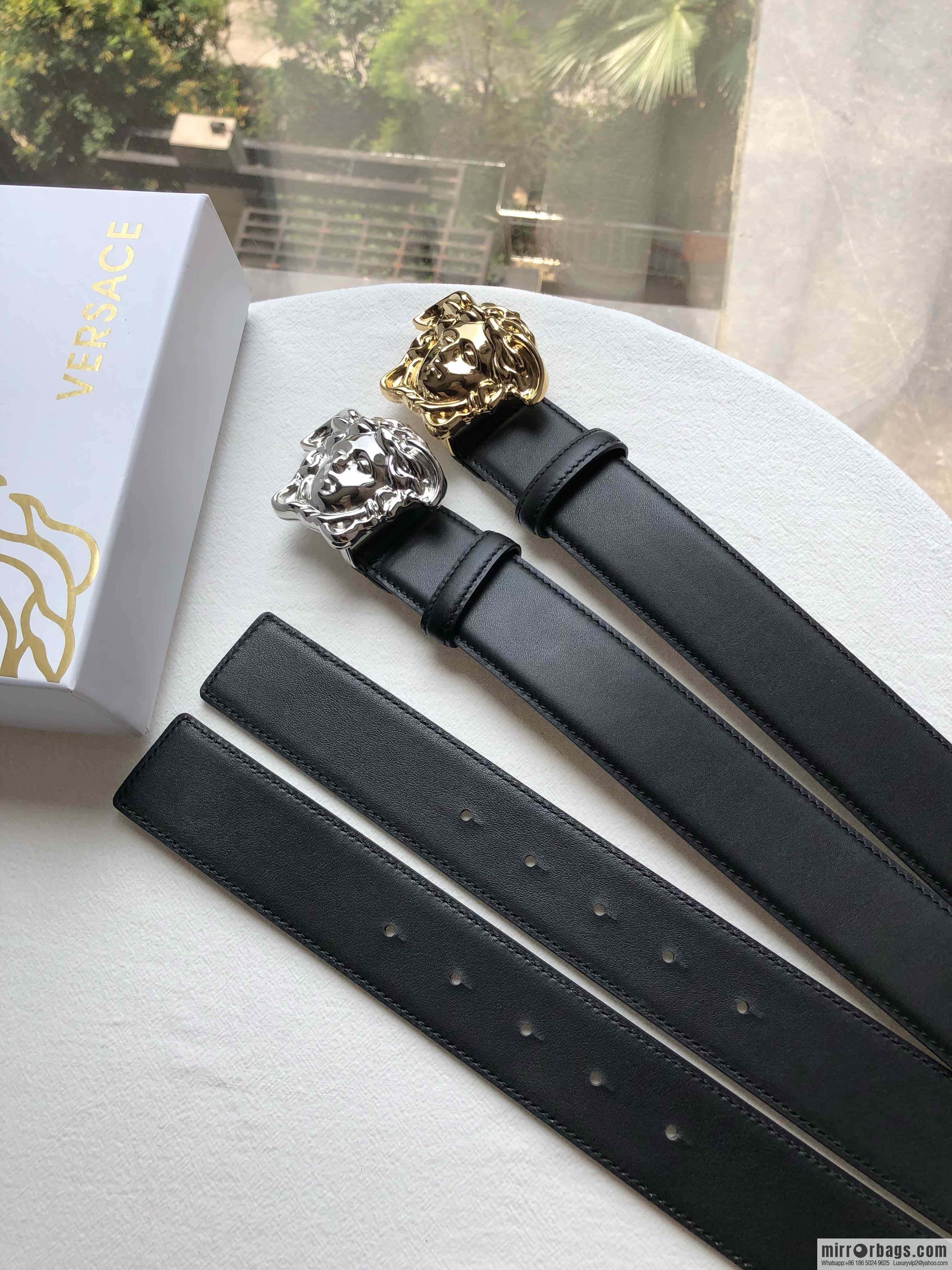 VERSACE Versace, flat cowhide Medusa head metal buckle belt 3.8cm