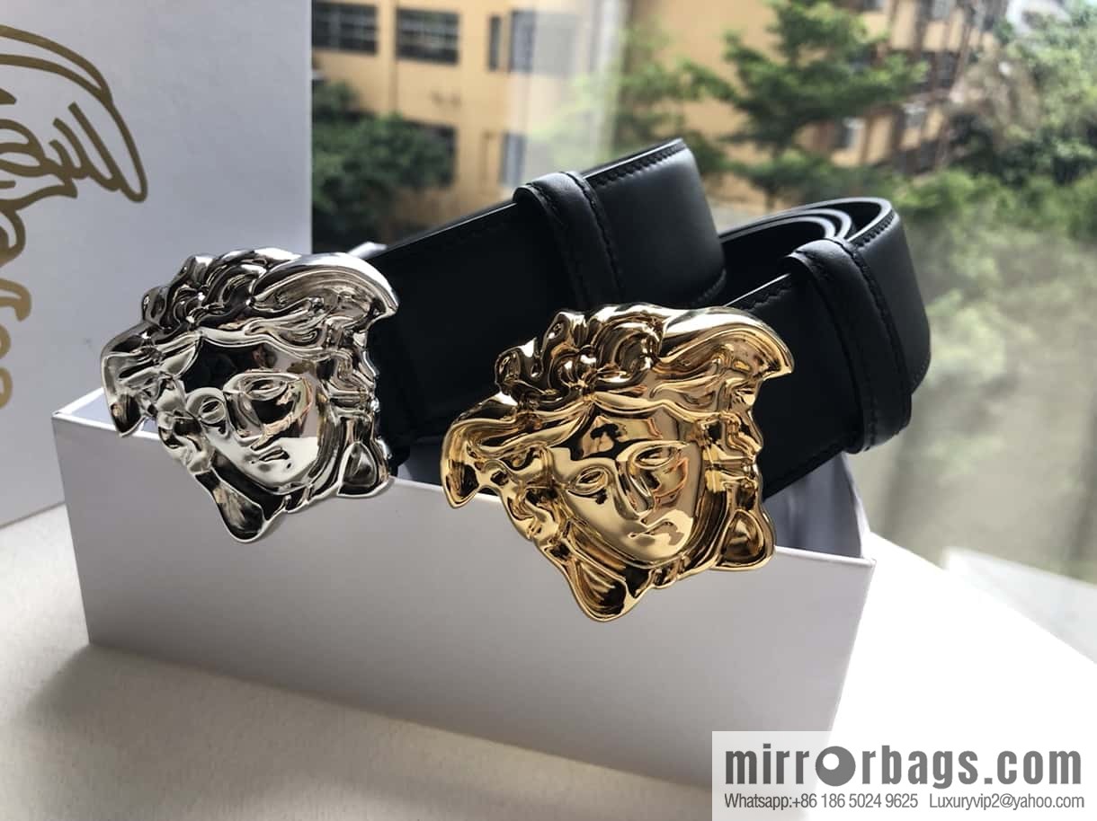 VERSACE Versace, flat cowhide Medusa head metal buckle belt 3.8cm