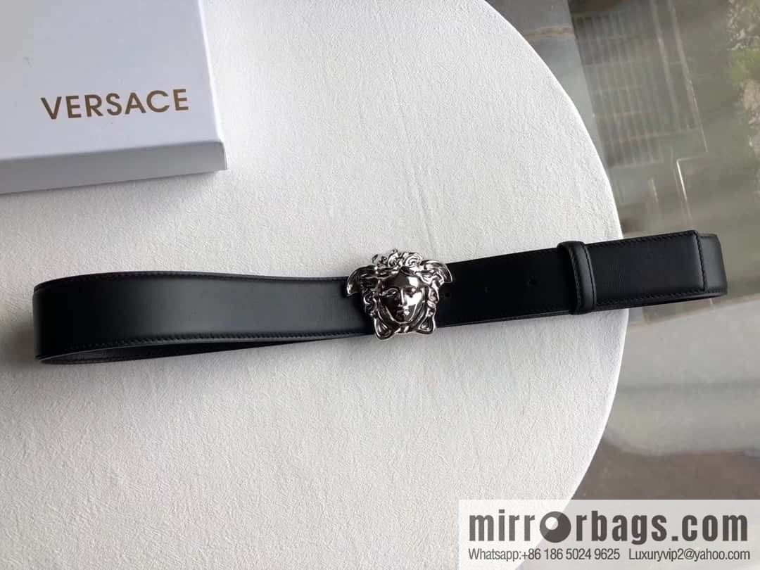 VERSACE Versace, flat cowhide Medusa head metal buckle belt 3.8cm