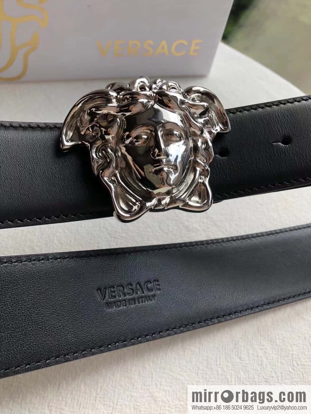 VERSACE Versace, flat cowhide Medusa head metal buckle belt 3.8cm