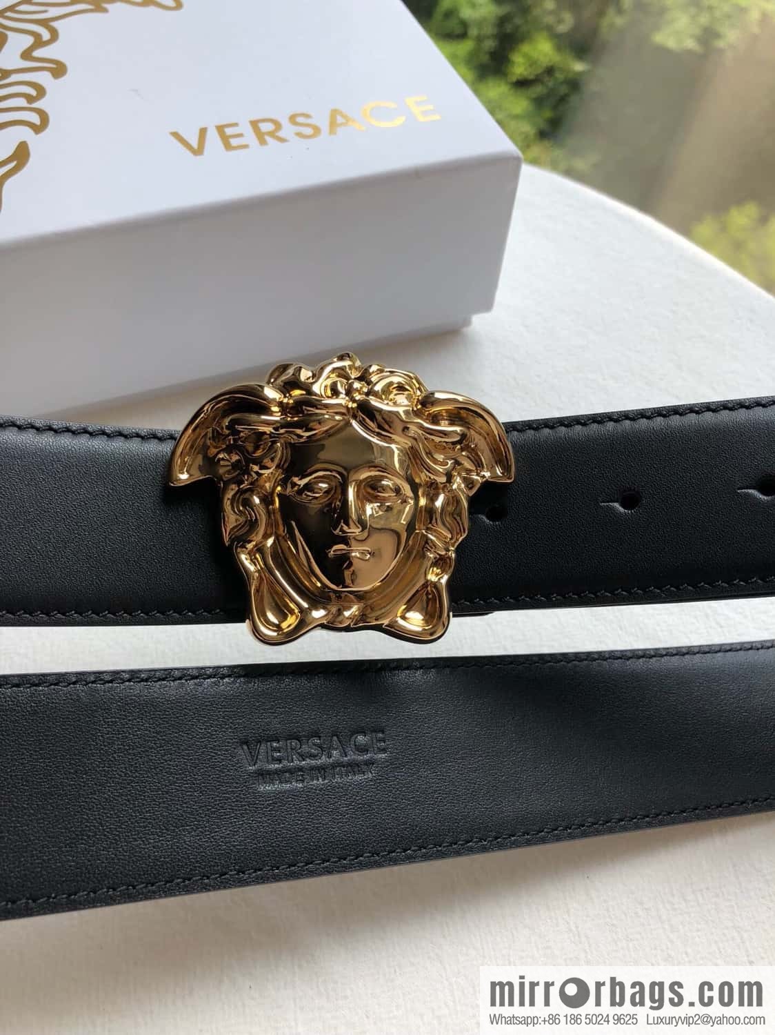 VERSACE Versace, flat cowhide Medusa head metal buckle belt 3.8cm